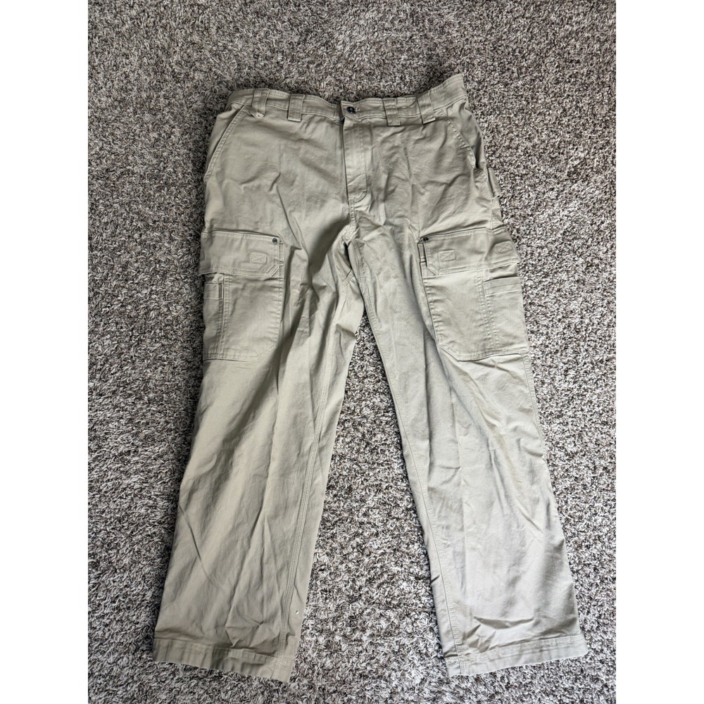 Duluth Trading Company Flex Fire Hose Khaki Cargo Pants 38x31 Stretch‎ Workwear